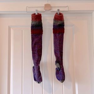 Smartwool over the knee socks, Rust/Purple/Grey, size Med EUC